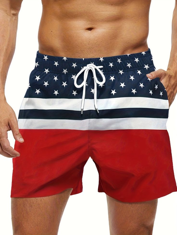 Unisex American Flag Swim Shorts – Stars, Stripes & Patriotic Design