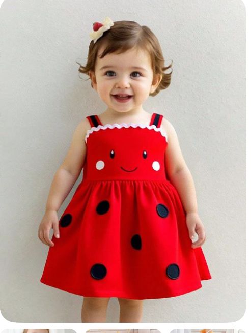 red and white ladybug dress Toddlers' Playful Ladybug Dress – Red Spot Design & Bow Straps