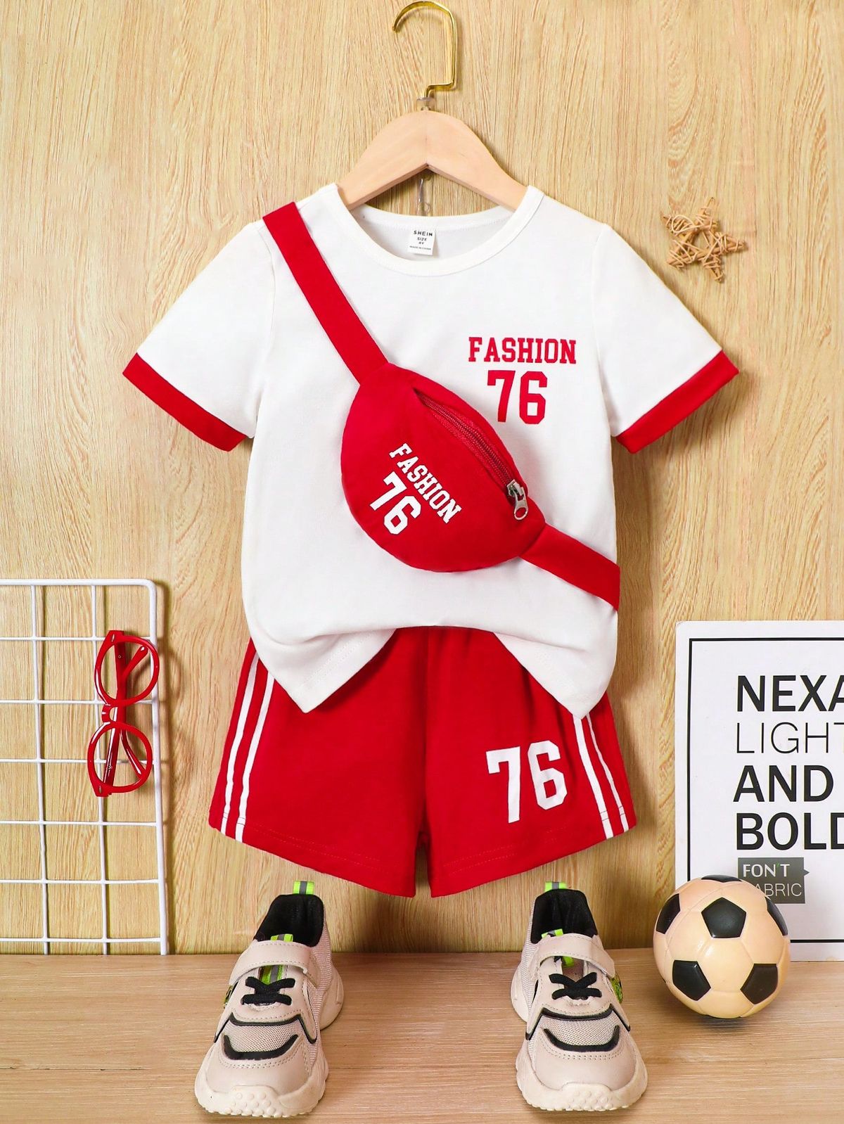 Sporty Toddler Outfit Set – “FASHION 76” Tee & Shorts