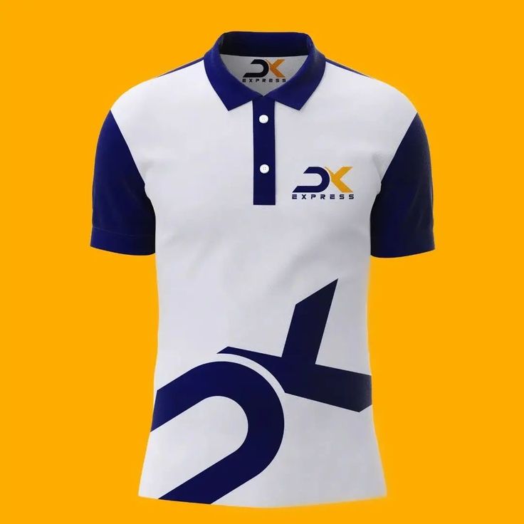 DX Express Modern Polo Shirt – White & Navy Contrast